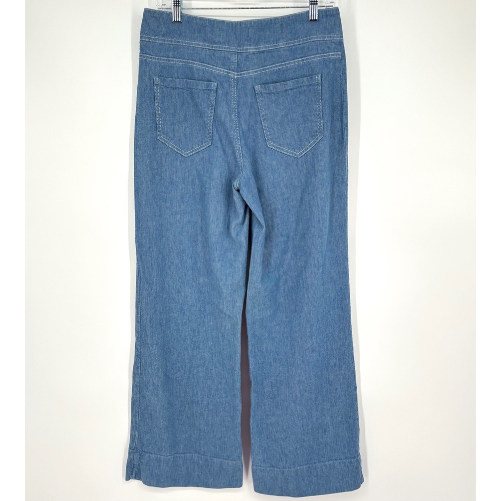 Pilcro Anthropologie High Waisted Wide Leg Chambray Trouser Jeans Sz 28 Linen - Picture 6 of 13